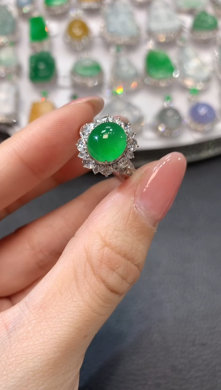 【闪购商品】翡翠戒指18K金镶嵌D20一件