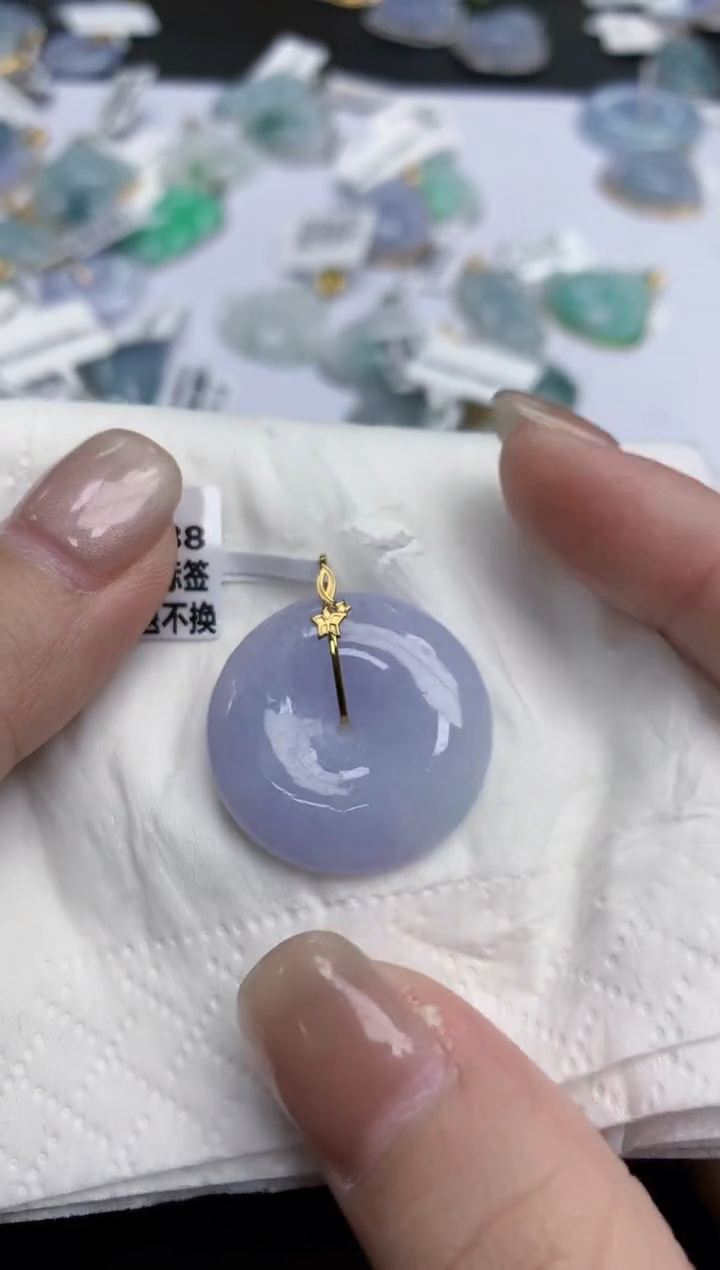 【闪购商品】翡翠颈饰18K金镶嵌天然缅甸翡翠A货