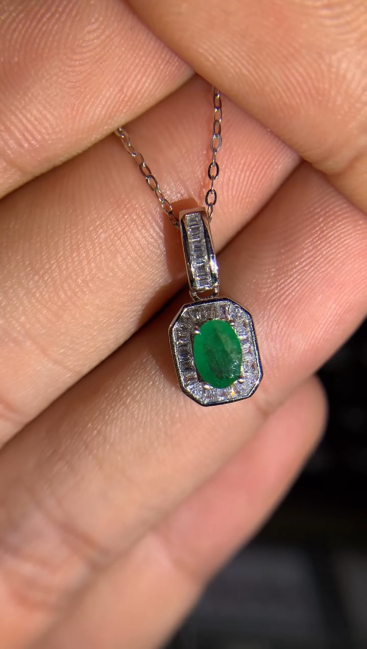 【闪购商品】祖母绿吊坠银S925镶嵌吊坠