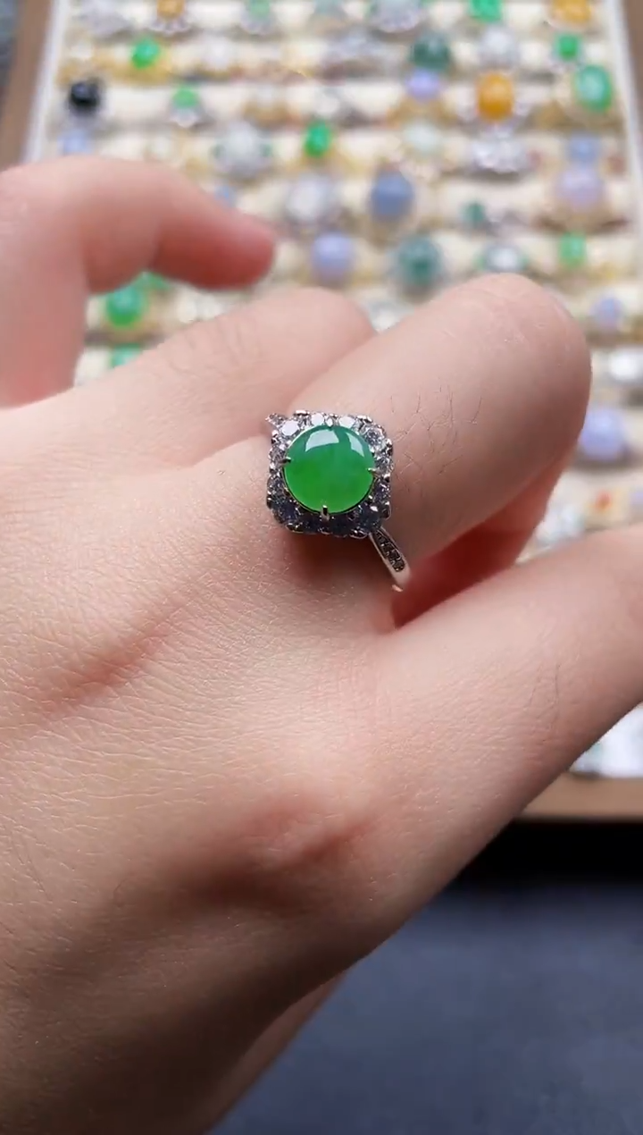 银S925镶嵌戒指翡翠28