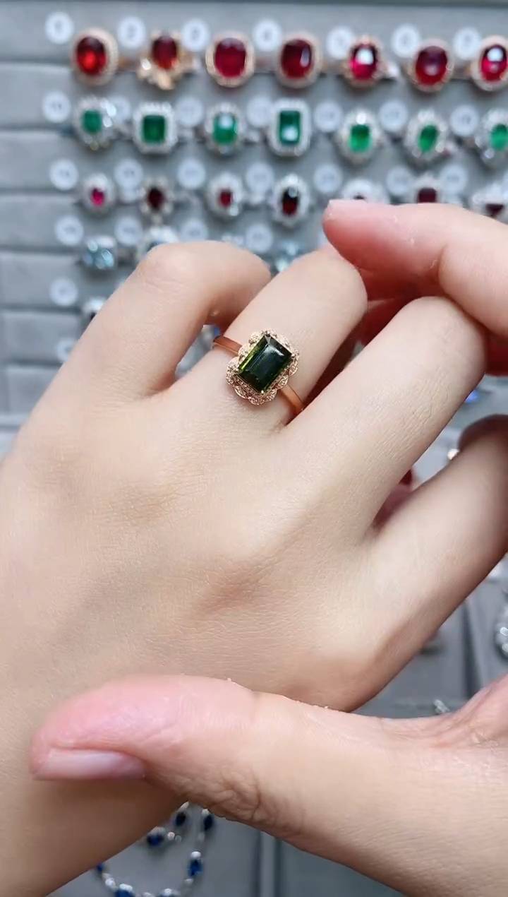 【闪购商品】碧玺18K金戒指18K金镶嵌·