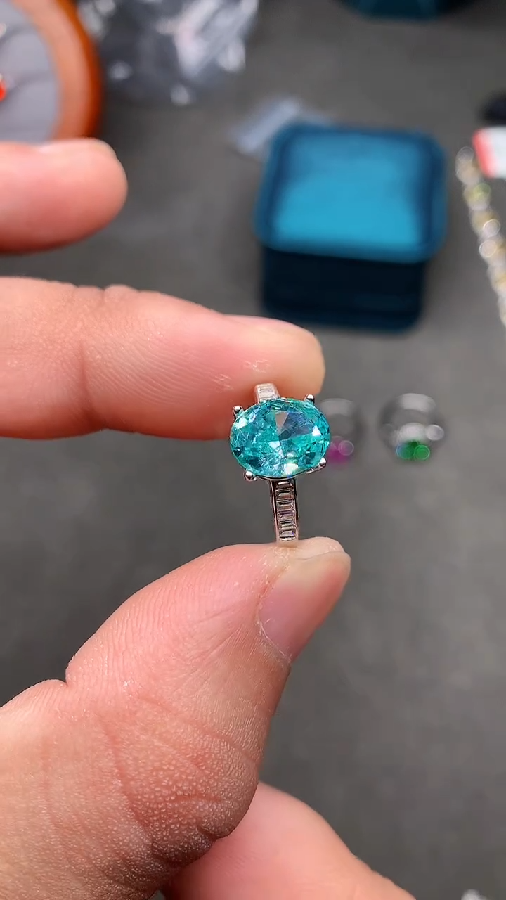 【闪购商品】帕拉依巴碧玺戒指银S925镶嵌······