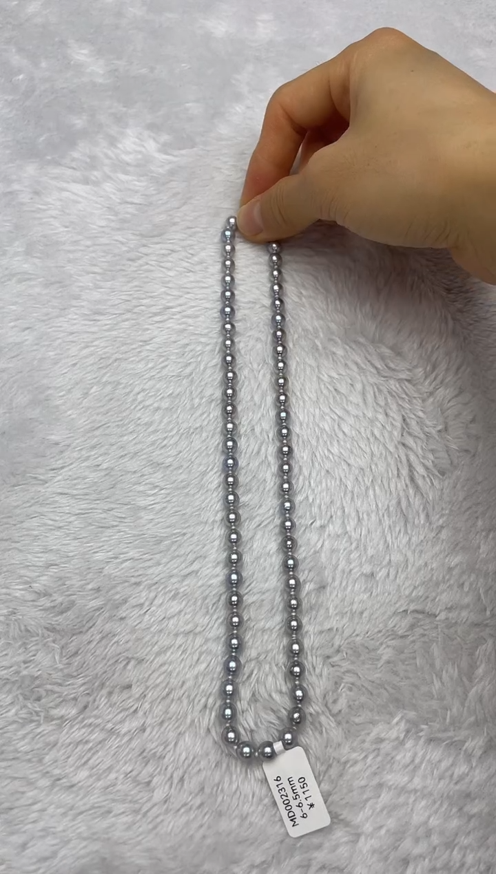 项链银S925镶嵌海水珍珠AK真多麻6-6.5mm