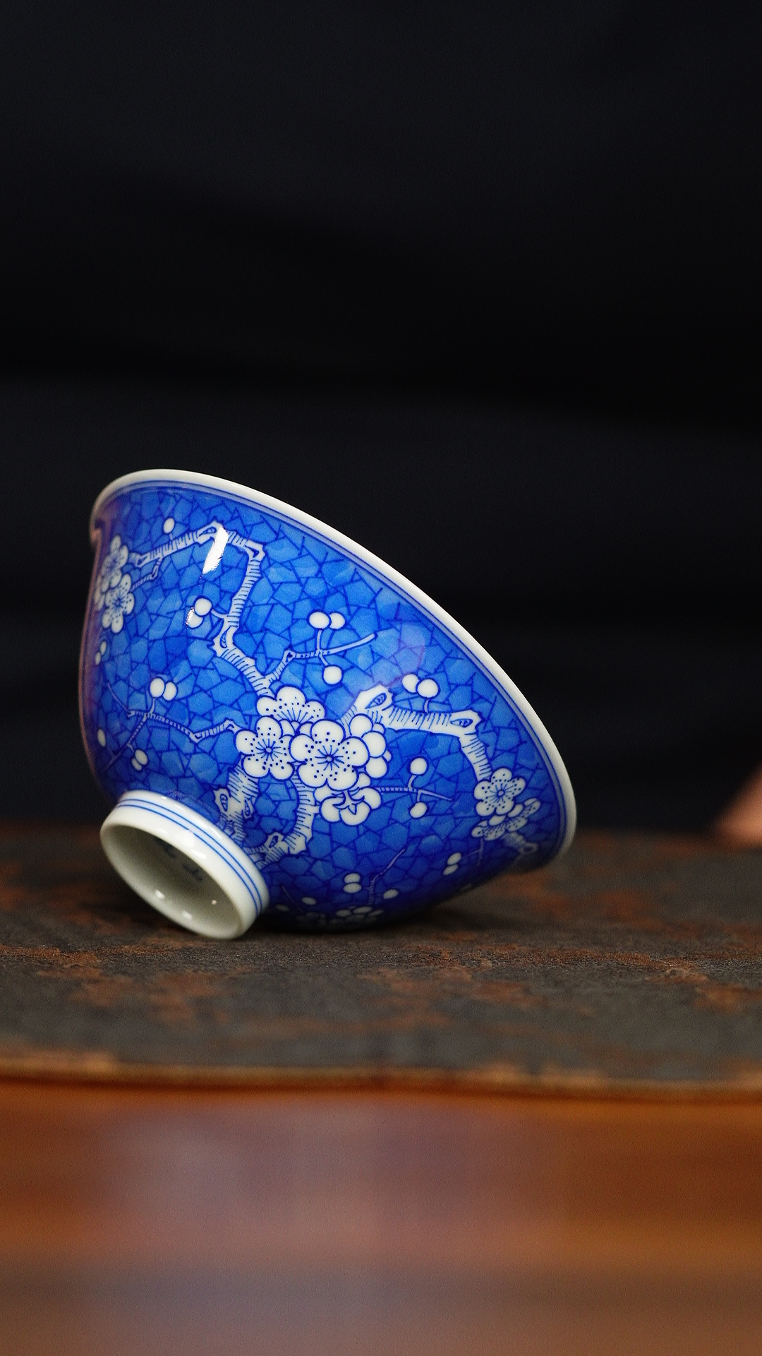 铭清堂(歆蕴山房)冰裂纹斗笠杯 陶瓷纯手工主人杯手绘全手工