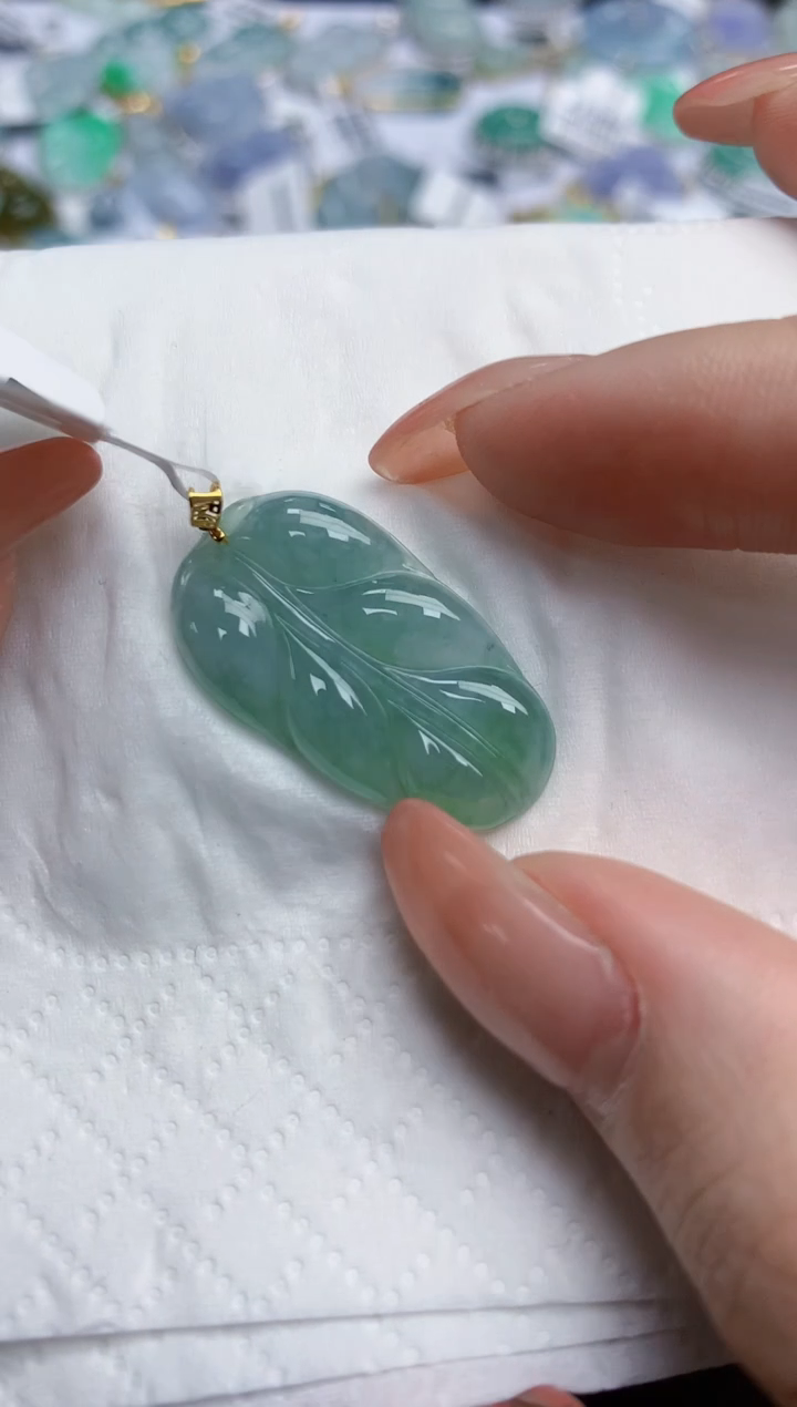 【闪购商品】翡翠颈饰18K金镶嵌天然缅甸翡翠A货