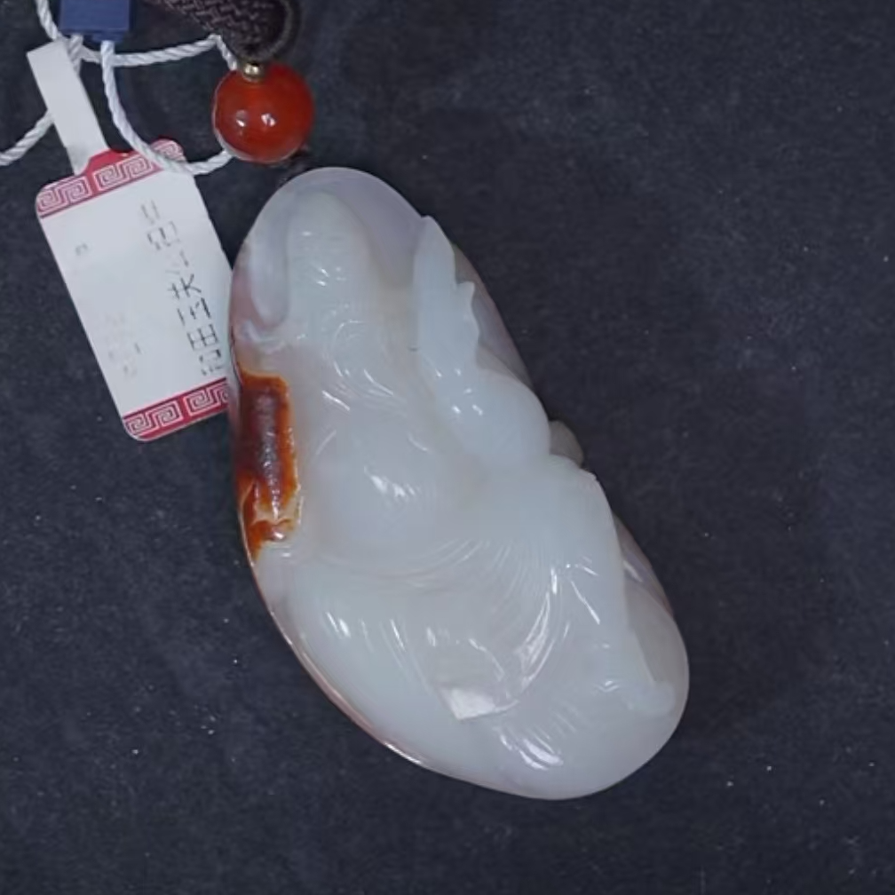 创汇和田玉关公手把