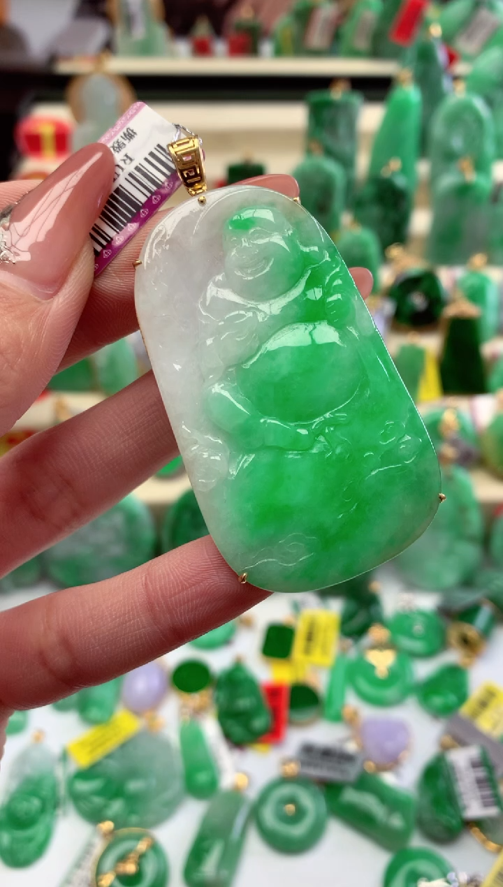 【闪购商品】翡翠吊坠(不含链)18K金镶嵌挂件