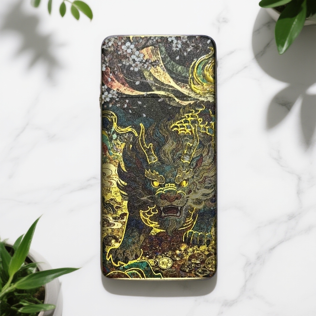 超薄鎏金麒麟瑞兽窄机 （配官方礼盒证书）A