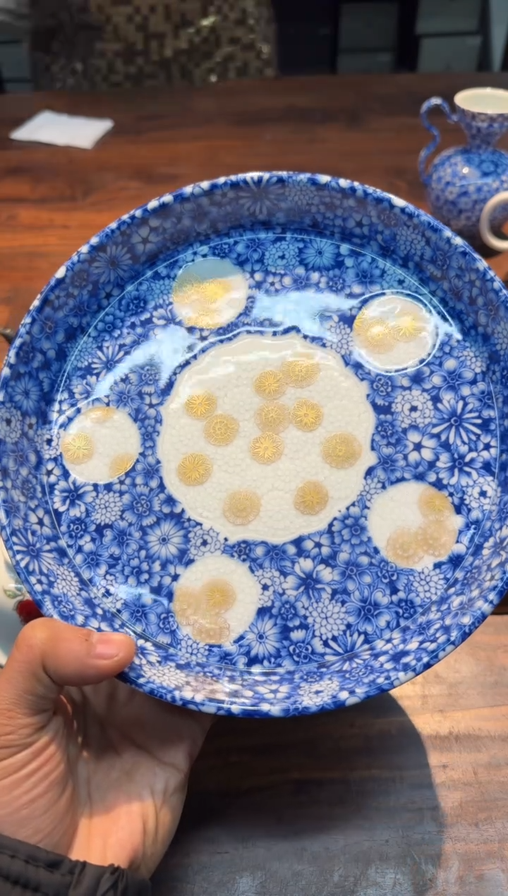 【闪购商品】知竹山房 雕刻万花描金大壶承