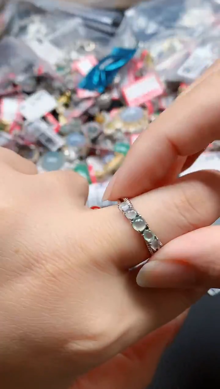 银S925镶嵌戒指翡翠天然A货缅甸翡翠