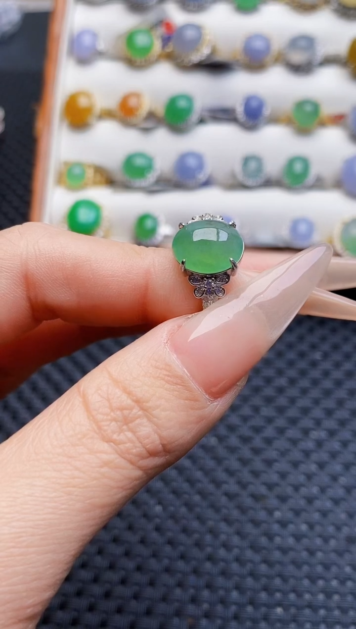 银S925镶嵌戒指翡翠2189