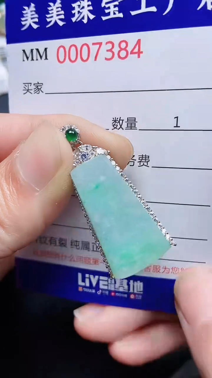 颈饰银S925镶嵌翡翠7384