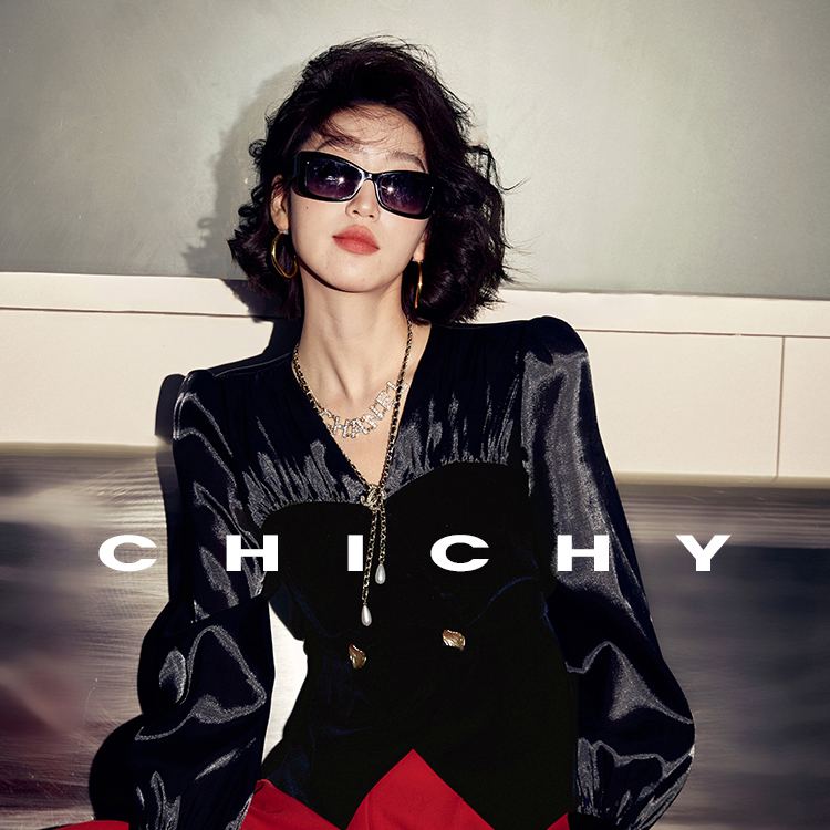 【诗语专属】CHICHY法式复古拼接丝绒衬衫CC1E010241