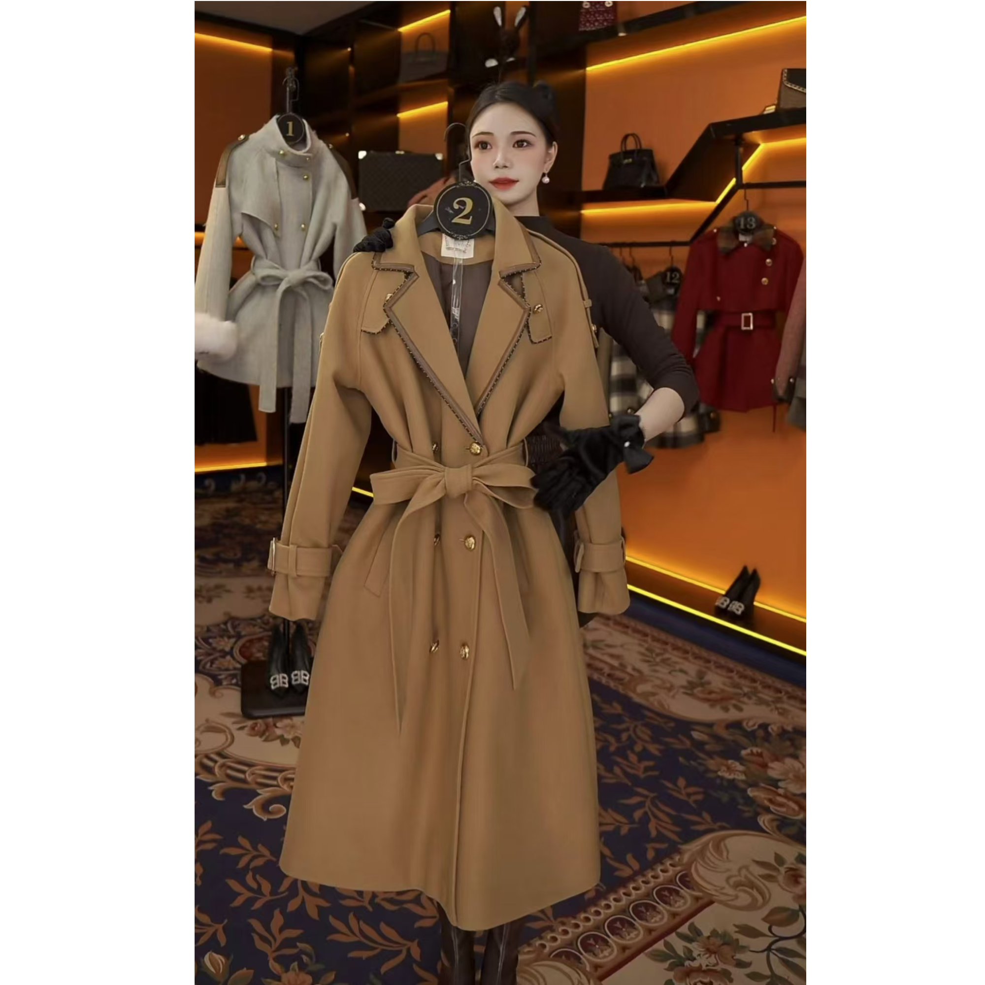 【小鬼专属】羽绒白鸭绒设计师款气质轻奢风衣外套LOVES-A1339