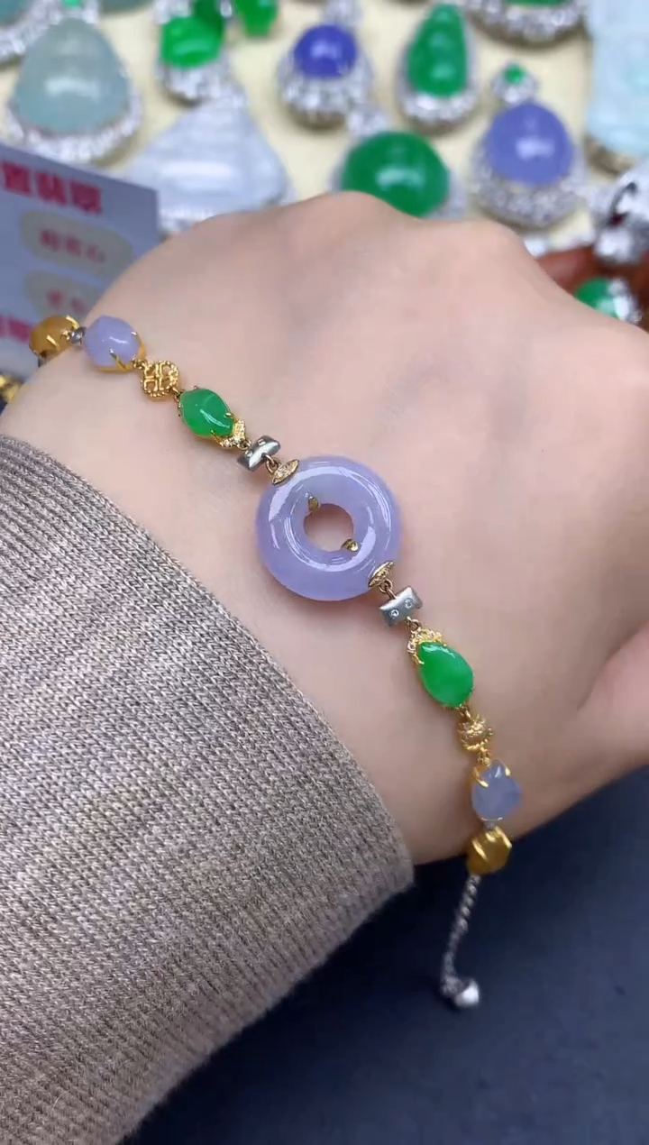 18K金镶嵌手链翡翠500-中国好珍宝