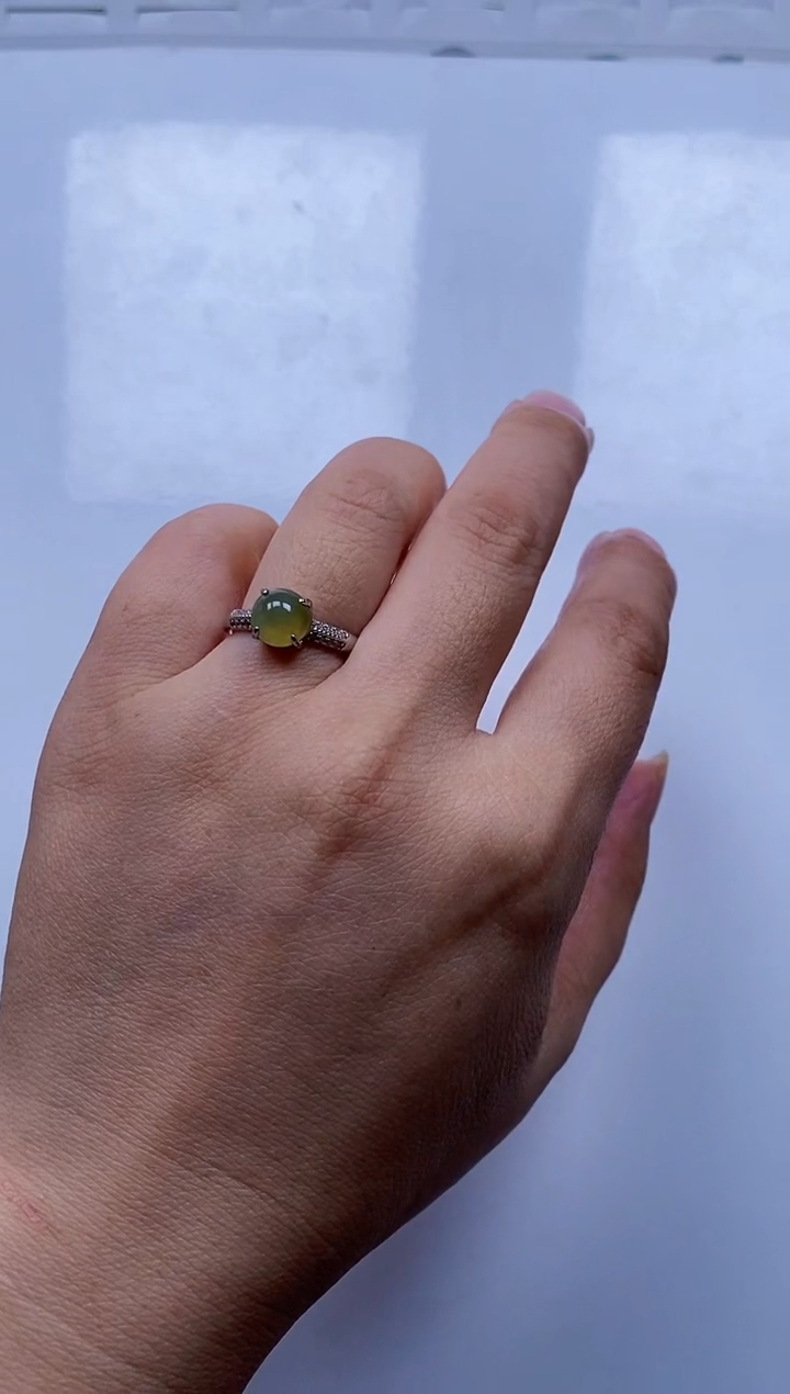 翡翠戒指银S925镶嵌戒指