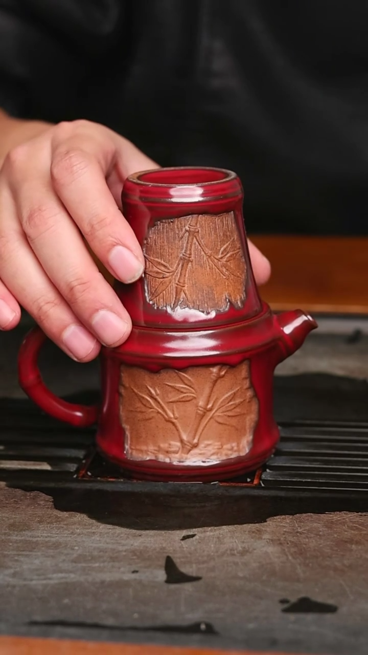               @@竹爆平安正把壶+竹节杯