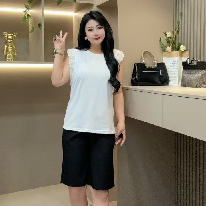 夏季美背半袖-佳 81627夏季大码宽松休闲简约百搭圆领美背半袖