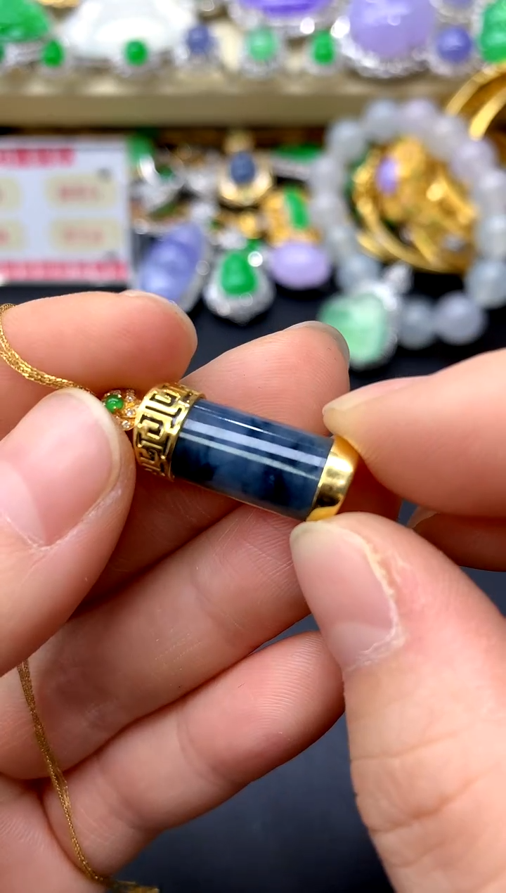 颈饰18K金镶嵌翡翠231-中国好珍宝