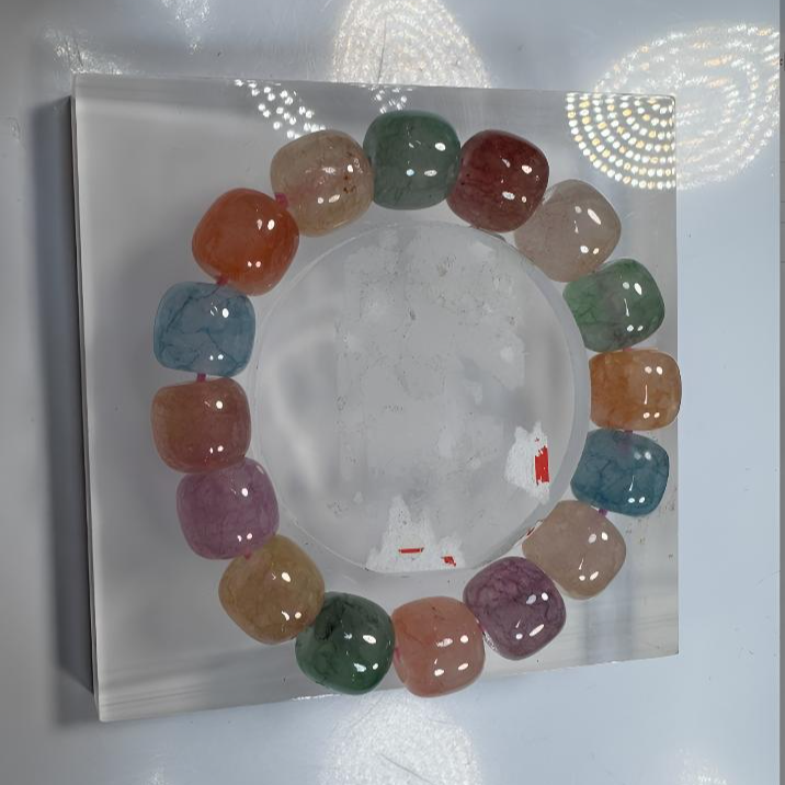 彩羽毛14mm桶珠手串发一条I46