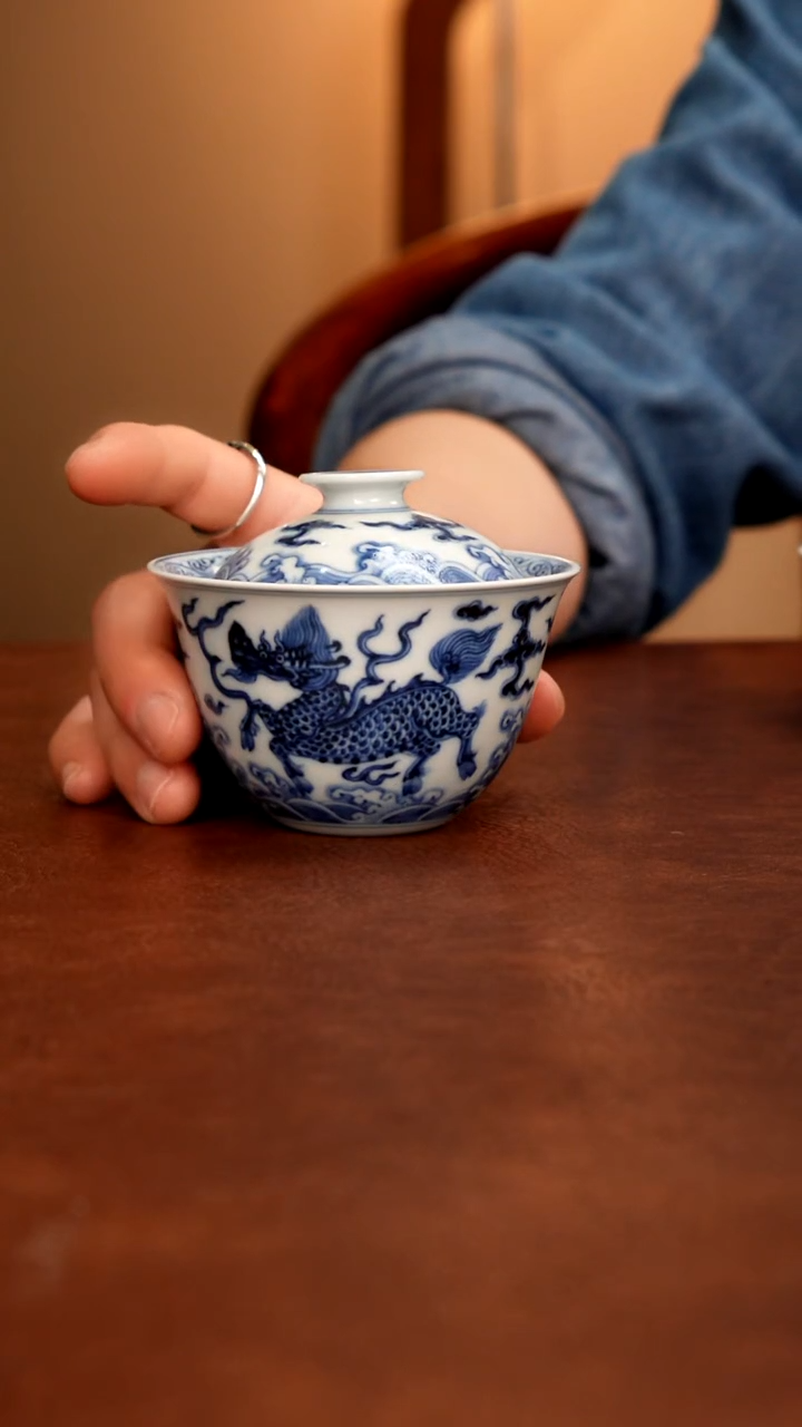 摆件陶景德镇瓷器，青花瓷手绘茶具~