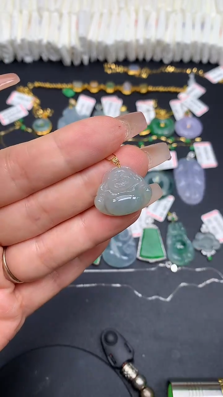 翡翠18K金镶嵌吊坠(不含链)MS192968