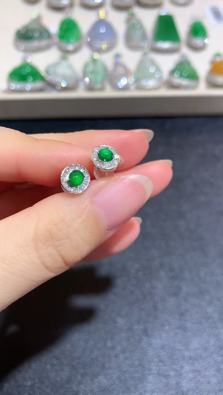 【闪购商品】翡翠耳饰18K金镶嵌C14  多样性一件发货