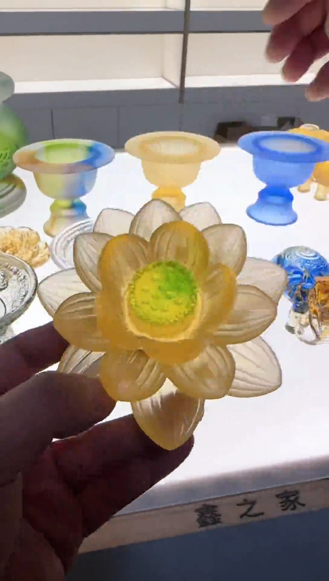 手工艺品琉璃古法琉璃莲花10厘米