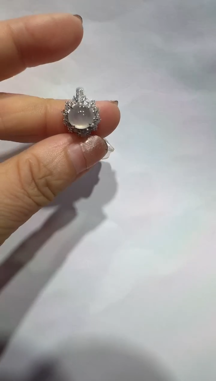 银S925镶嵌戒指翡翠925银镶翡翠戒指镶嵌43