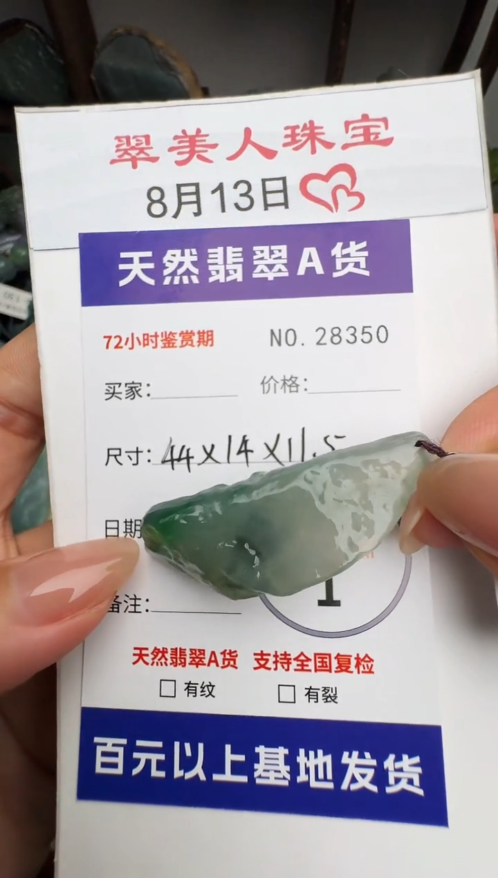 翡翠未镶嵌颈饰原石28350