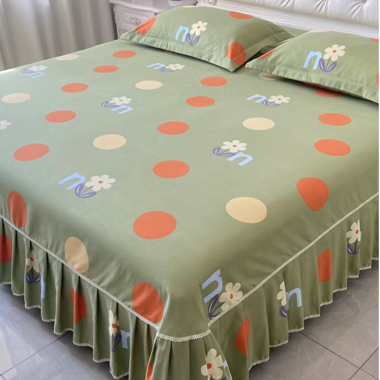 【米悦】春芽加大加厚磨毛床裙床套罩床罩裙裙边床罩花边韩版三件套