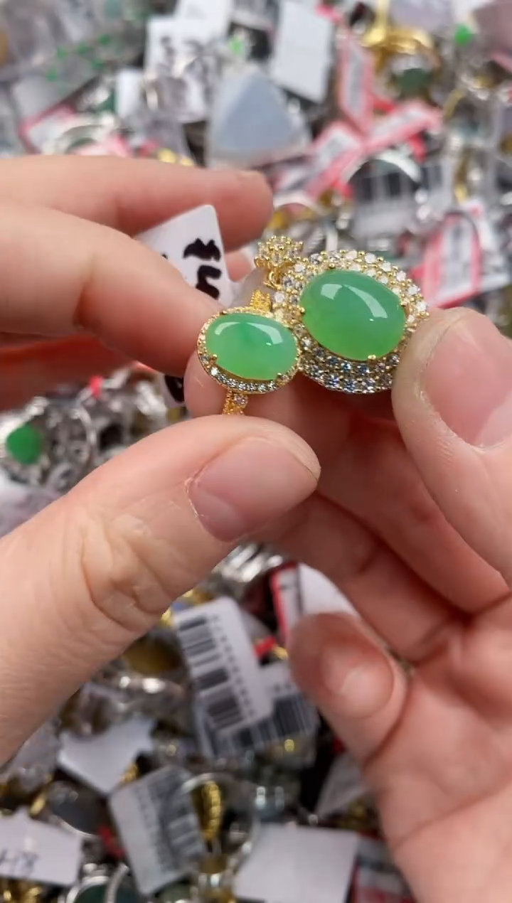 银S925镶嵌戒指翡翠222   5