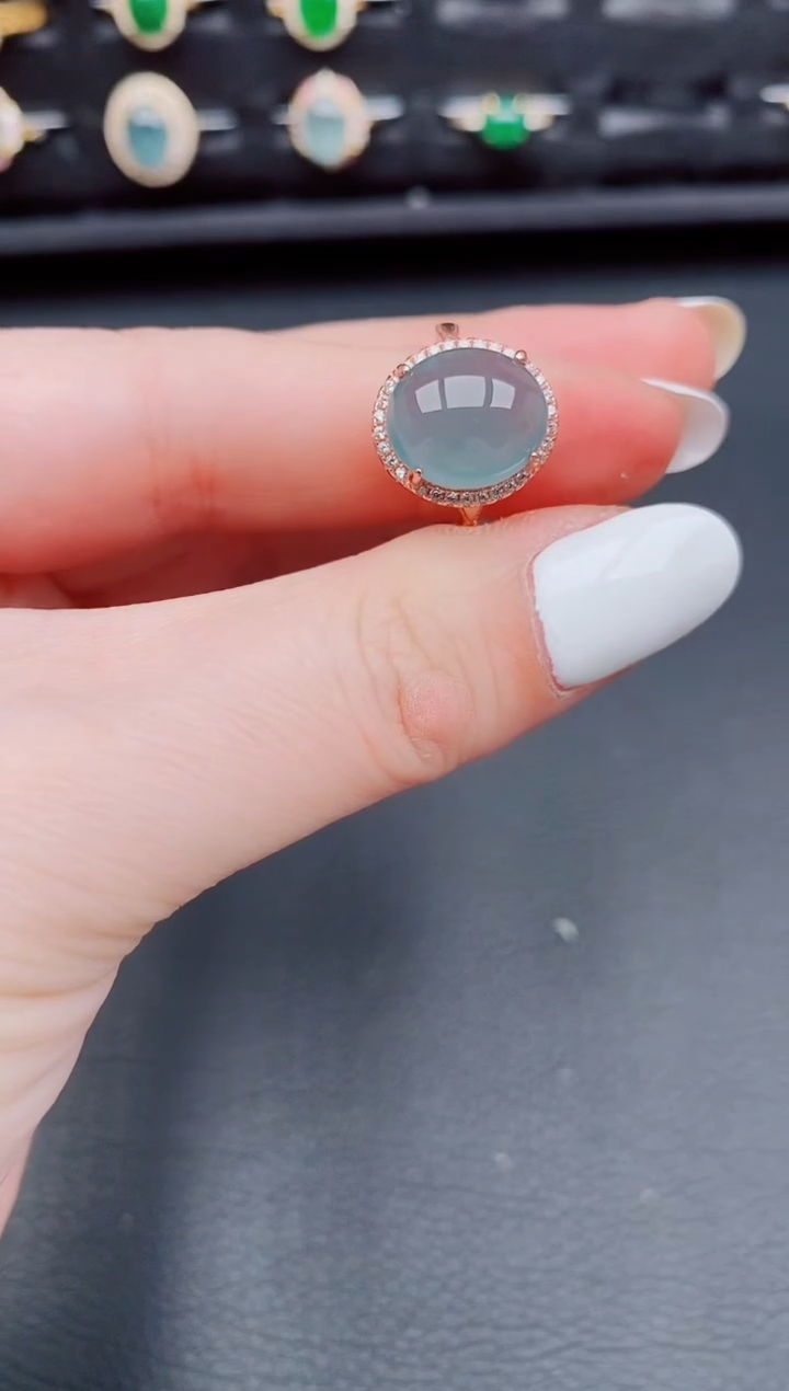 【闪购商品】翡翠戒指银S925镶嵌天然a货翡翠208