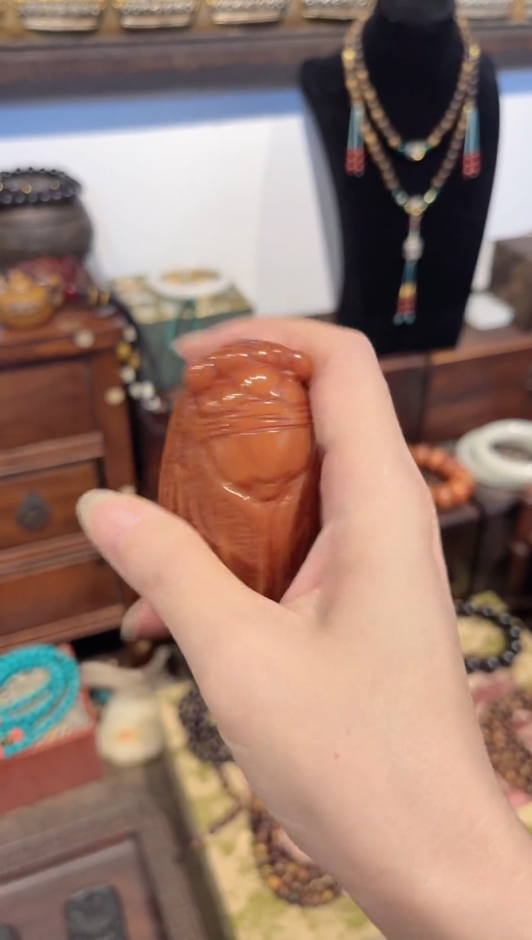 手链蜜蜡未镶嵌青青青------蝉
