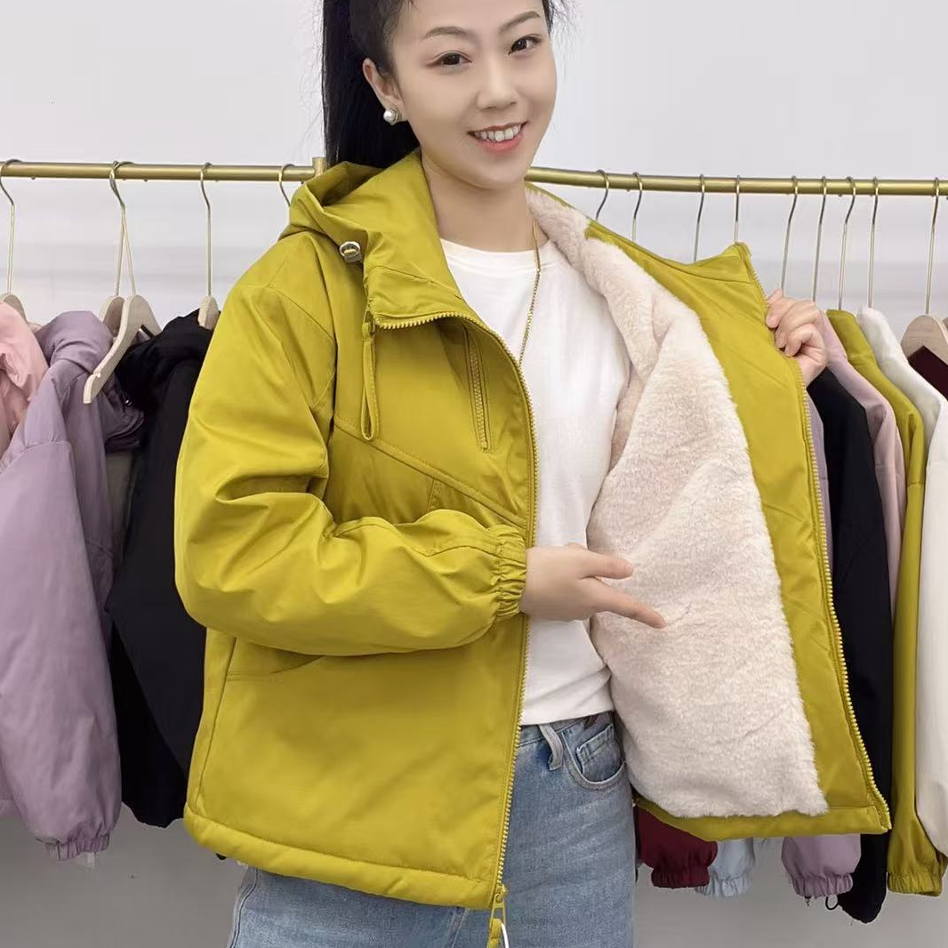 【加绒加厚】小个子外套2025秋冬新款加绒加厚连帽双拉链外套女