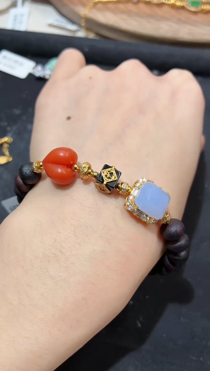 银S925镶嵌手链翡翠手串