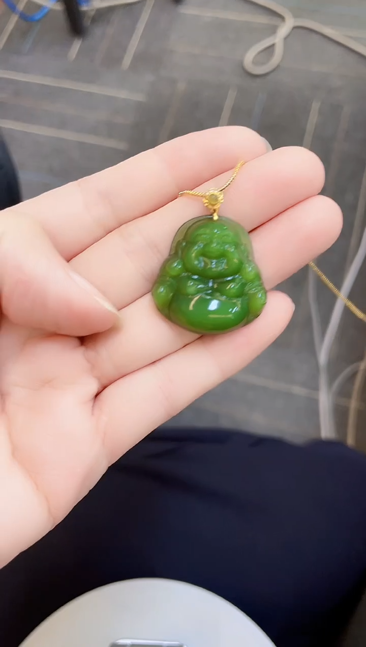 吊坠(赠链)18K金镶嵌和田玉多样性发一