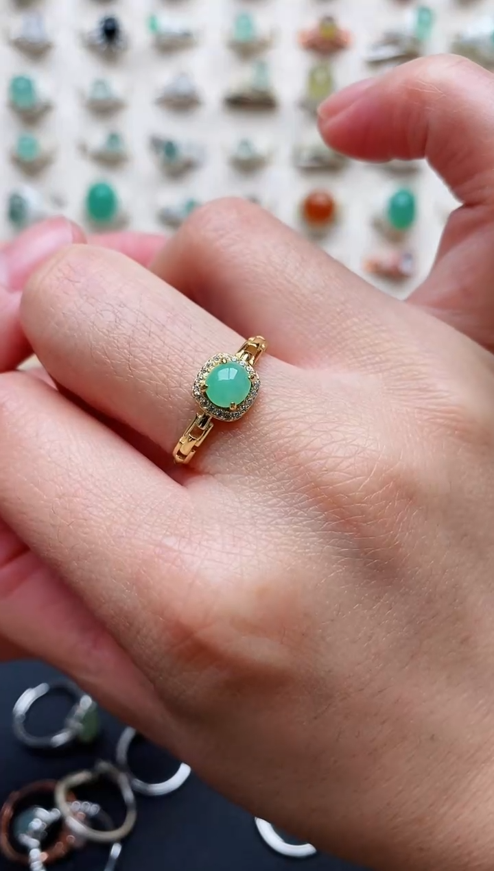 【闪购商品】翡翠戒指银S925镶嵌天然翡翠111   1+