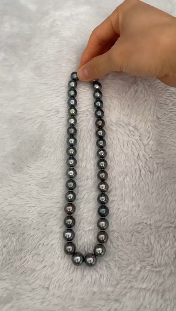 18K金镶嵌项链海水珍珠大溪地11-12mm