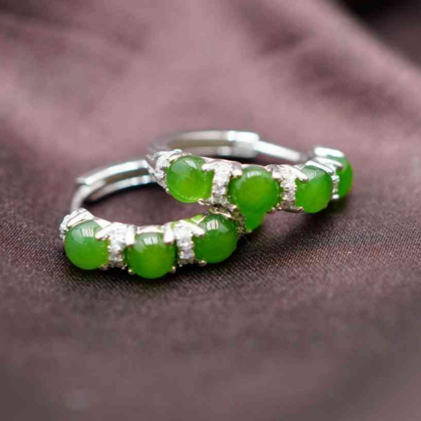 【老爸评测专属】银S925和田玉碧玉耳饰 T081148