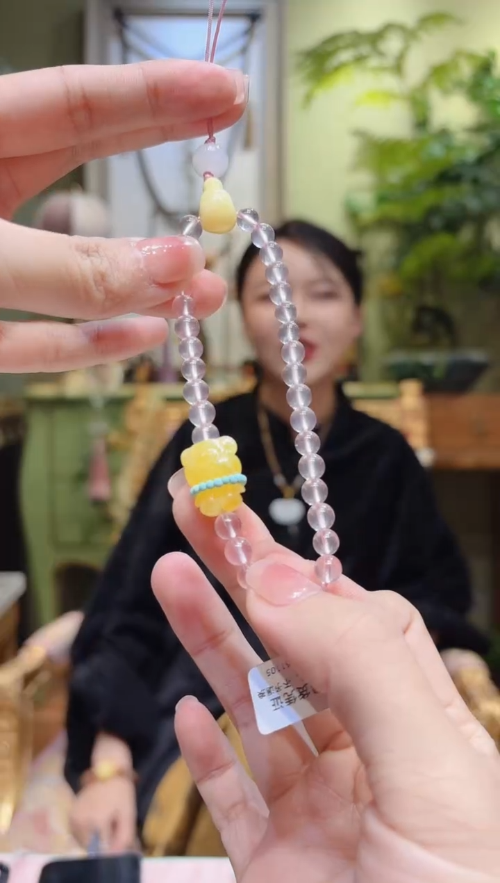 【闪购商品】水晶挂件未镶嵌蜜蜡熊粉水晶挂件