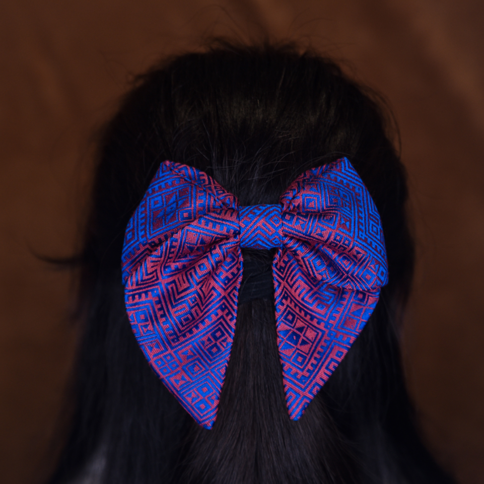 壮锦复古蝴蝶结成人发夹头饰韩版新款气质紫色弹簧夹百搭民族风