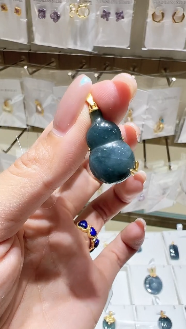 颈饰银S925镀金镶嵌翡翠@@