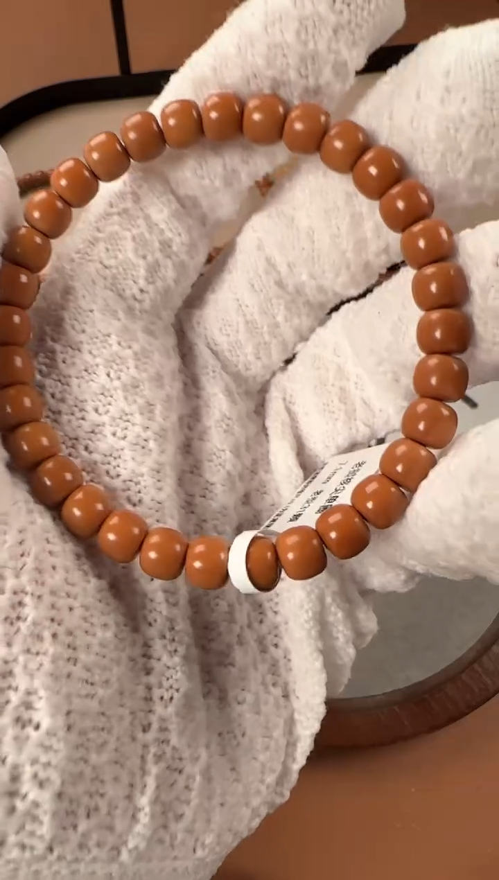 手串橄榄核7.1mm核尖单圈，老挝料，老型珠，高油高密