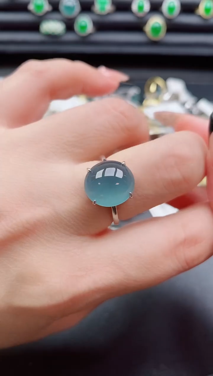 银S925镶嵌戒指翡翠1