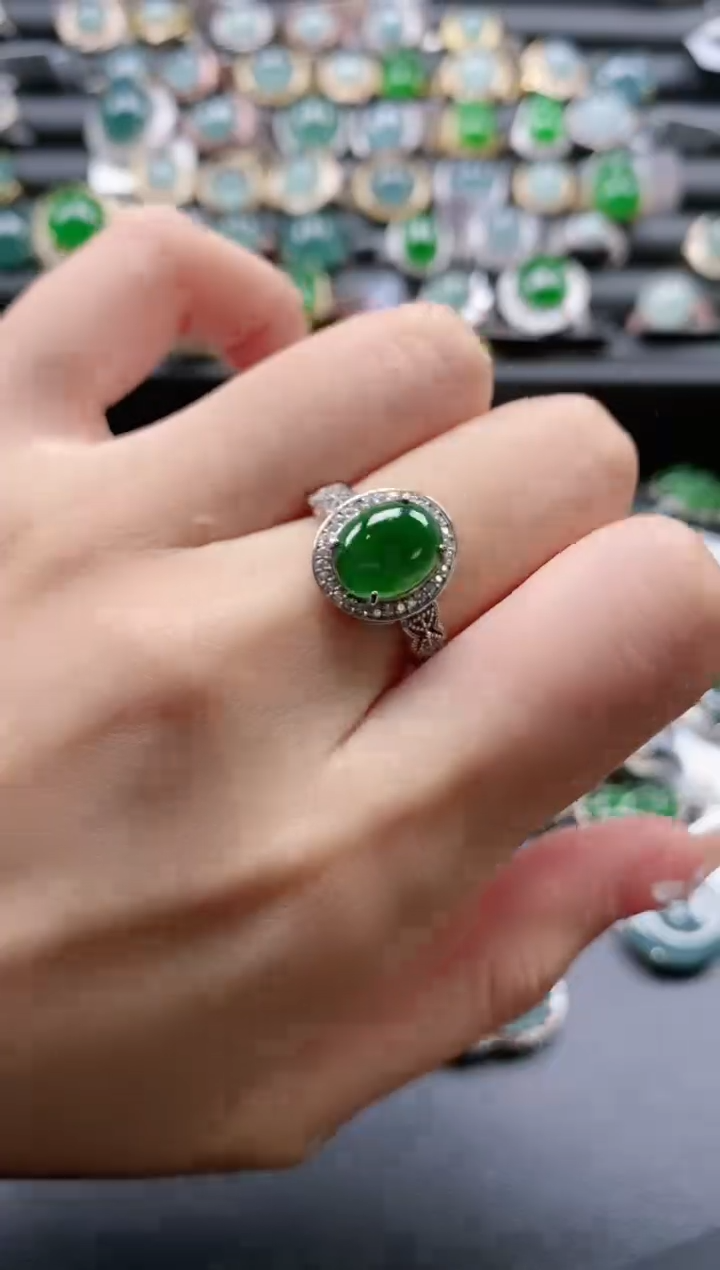 【闪购商品】翡翠戒指银S925镶嵌51511