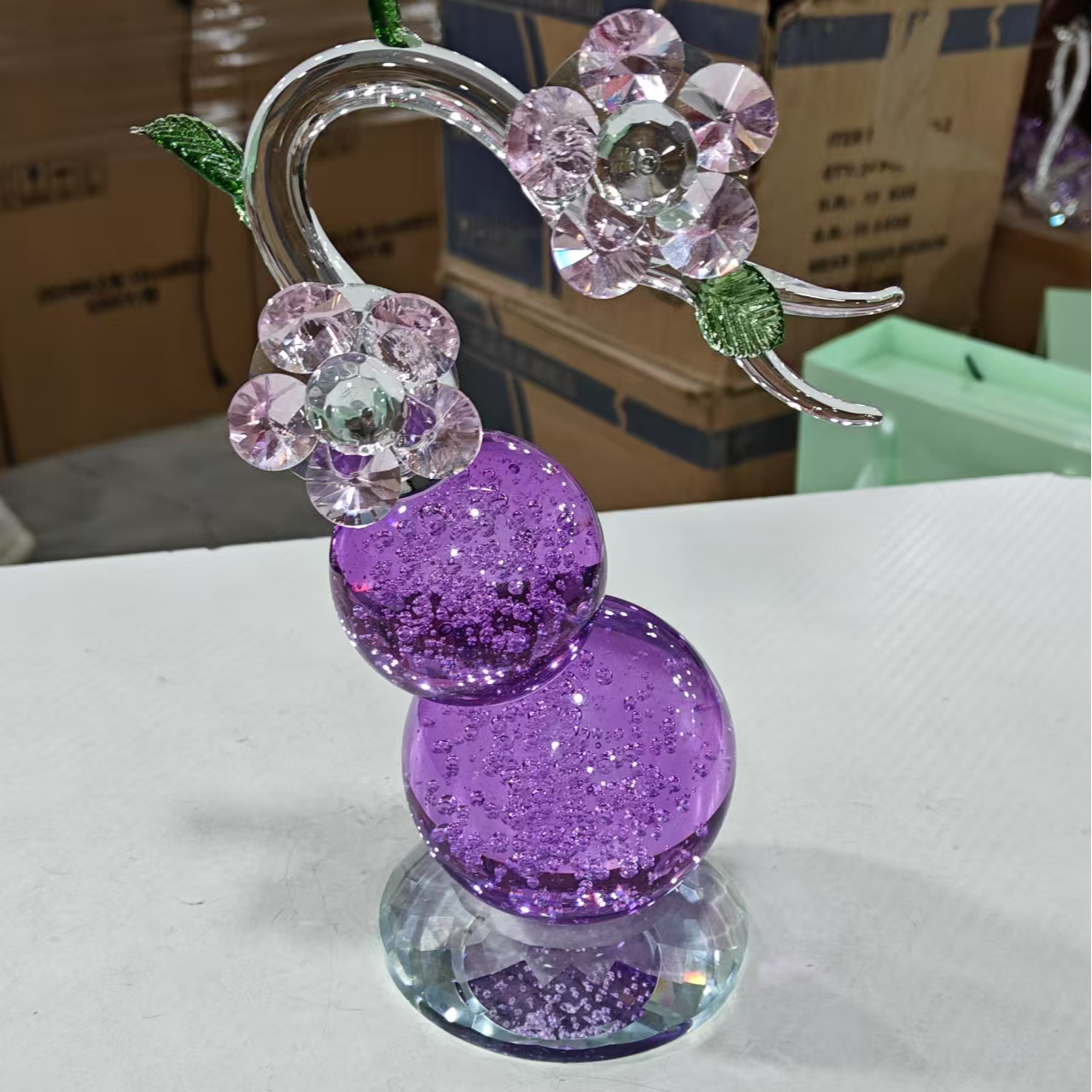 新款双花紫水晶葫芦摆件客厅玄招财位轻奢高档好物乔迁新居礼品