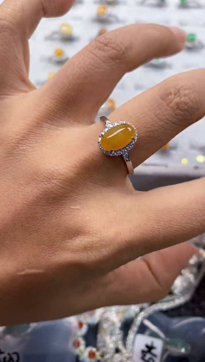 银S925镶嵌戒指翡翠555---5