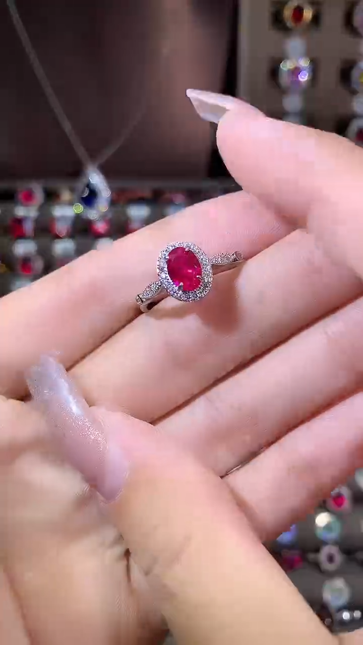 银S925镶嵌戒指红宝石57