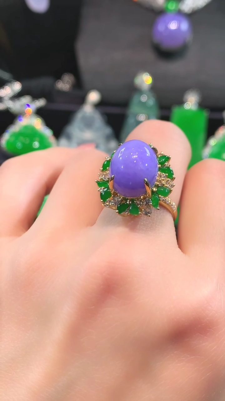 【闪购商品】翡翠戒指18K金镶嵌戒指